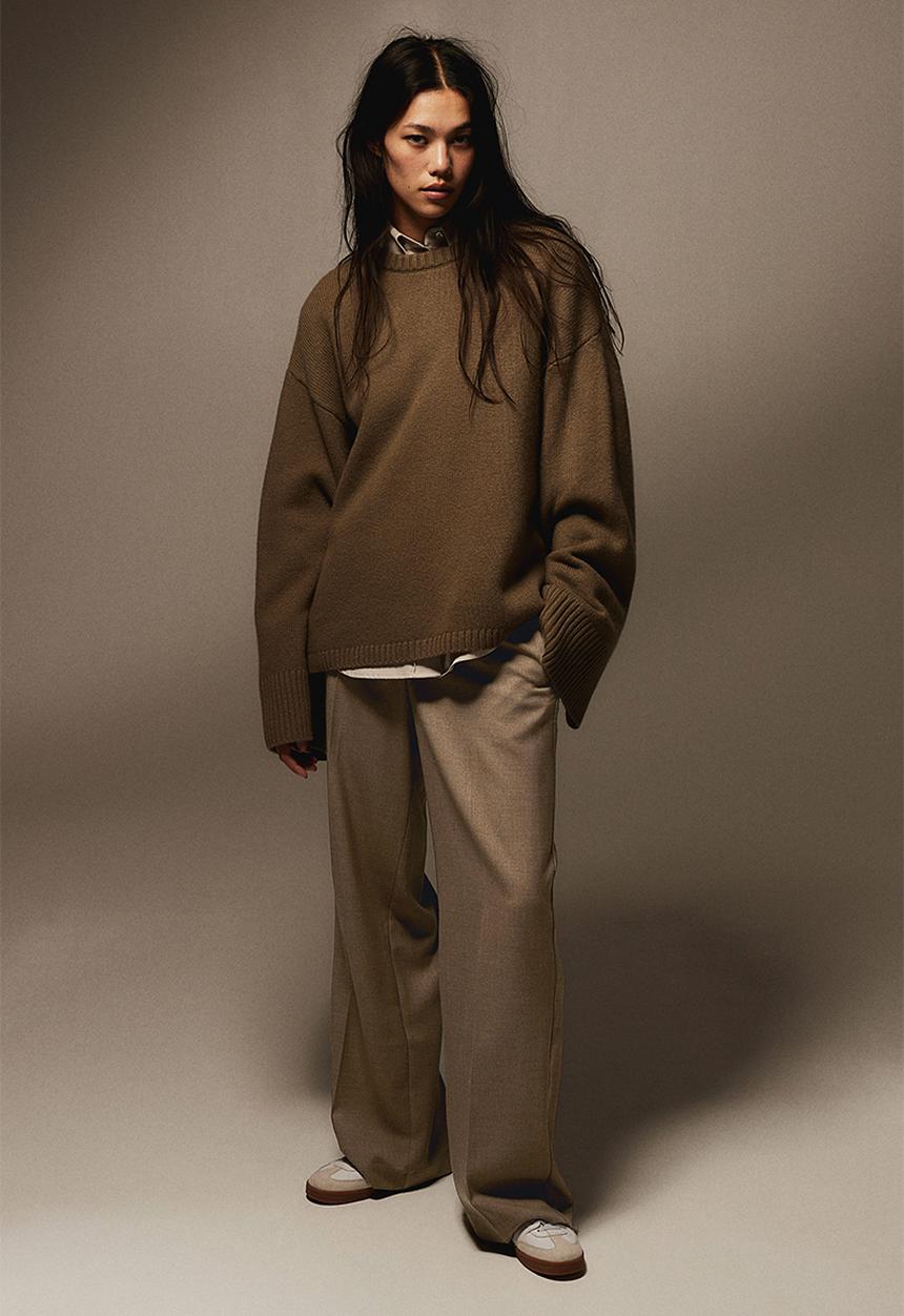 H&M - Straight trousers - light brown marl