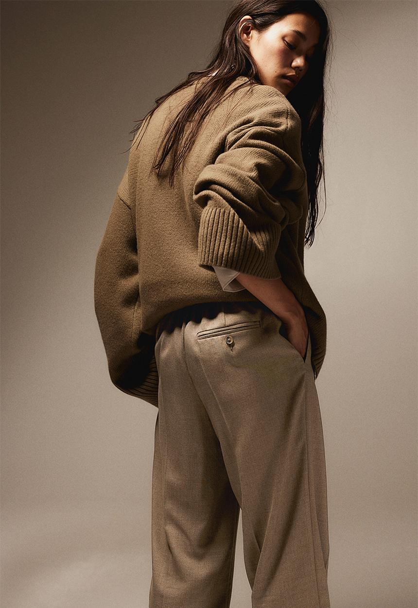 H&M - Straight trousers - light brown marl