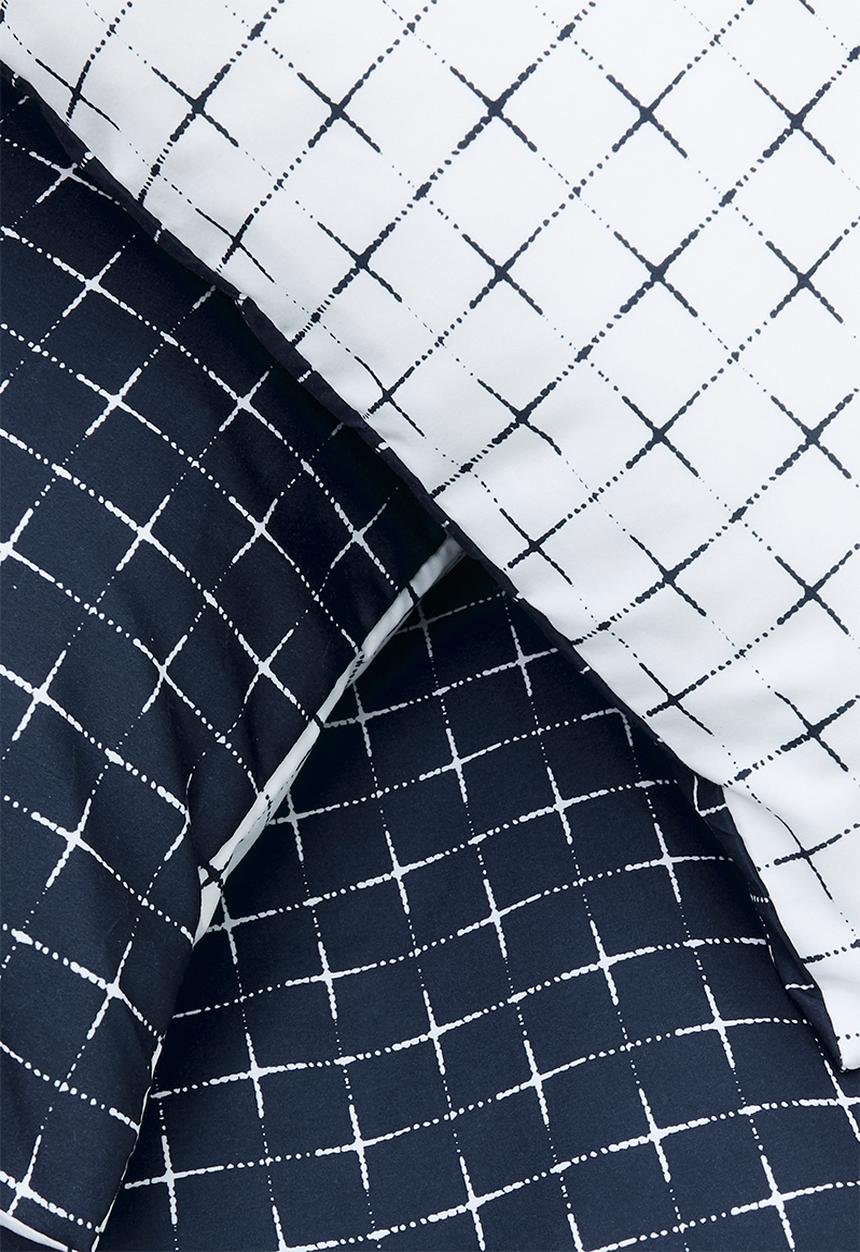 Sixth Floor - Cross-hatch Check Super Soft Reversible Duvet Set - Navy & White