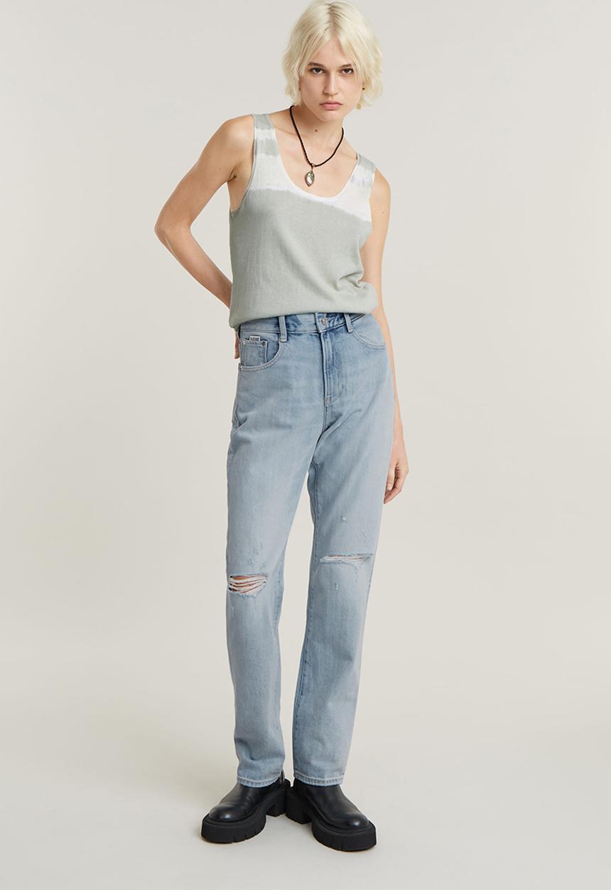 G-STAR - Viktoria High Straight Wmn - sun faded ripped mirage blue