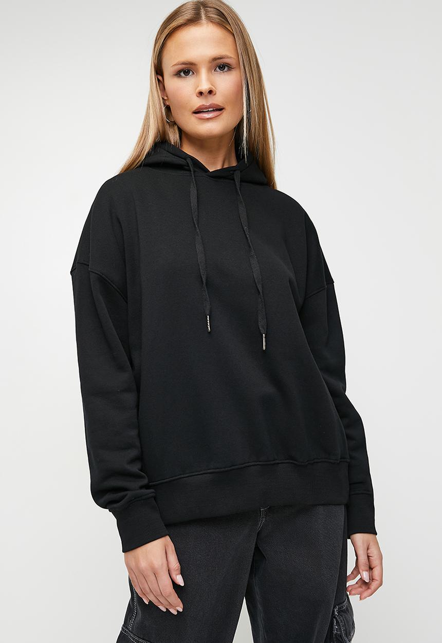 Blake - Back button oversized hoodie - black