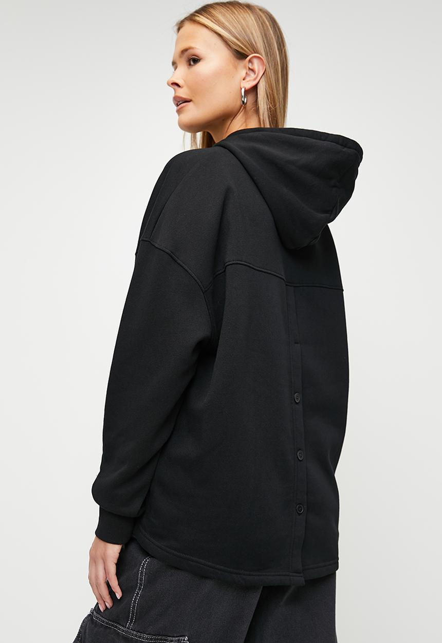Blake - Back button oversized hoodie - black