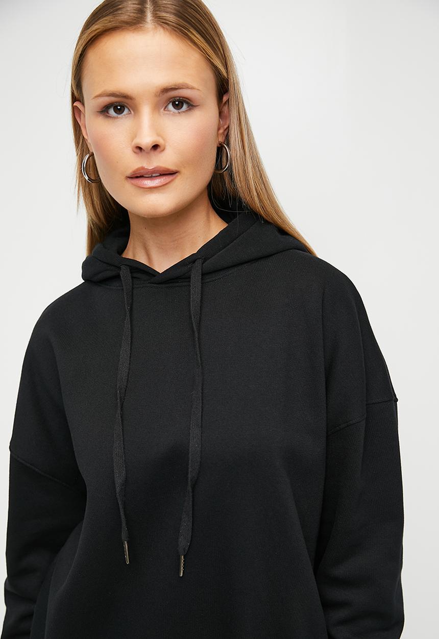 Blake - Back button oversized hoodie - black