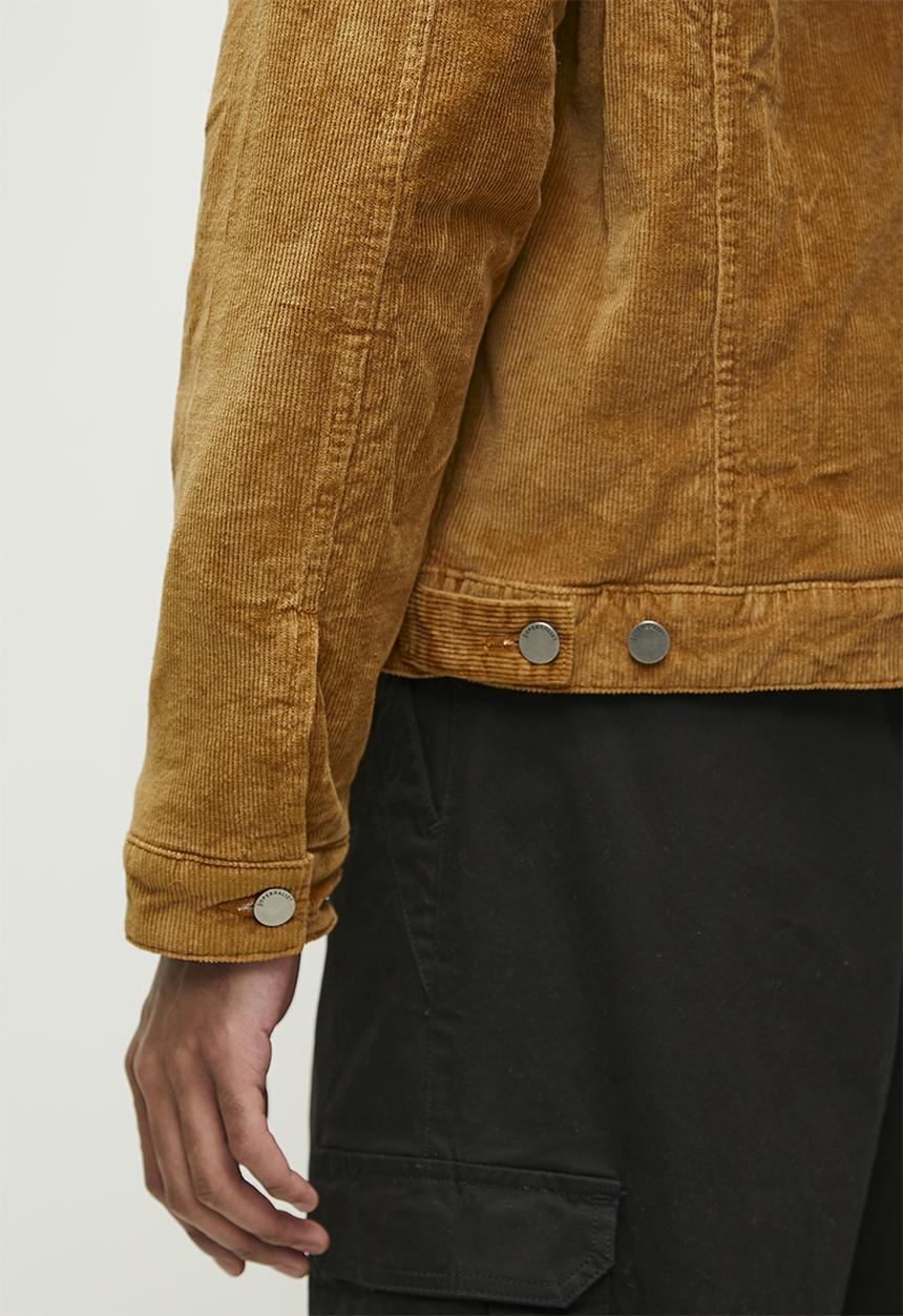 Sherpa lined corduroy trucker jacket - camel