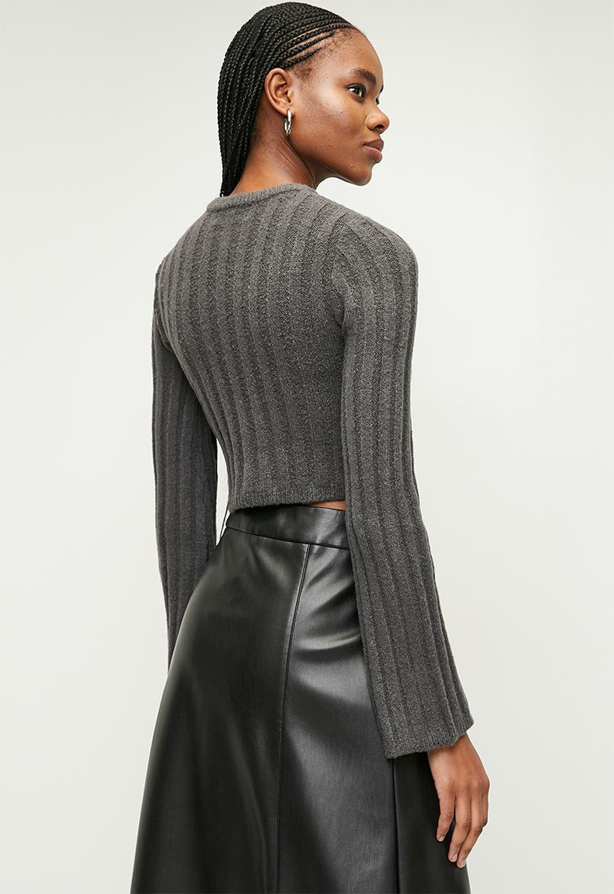 Wide rib crew neck - charcoal melange