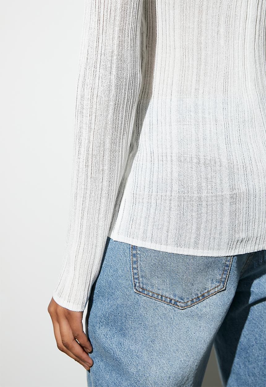 VELVET - Button down rib - ecru