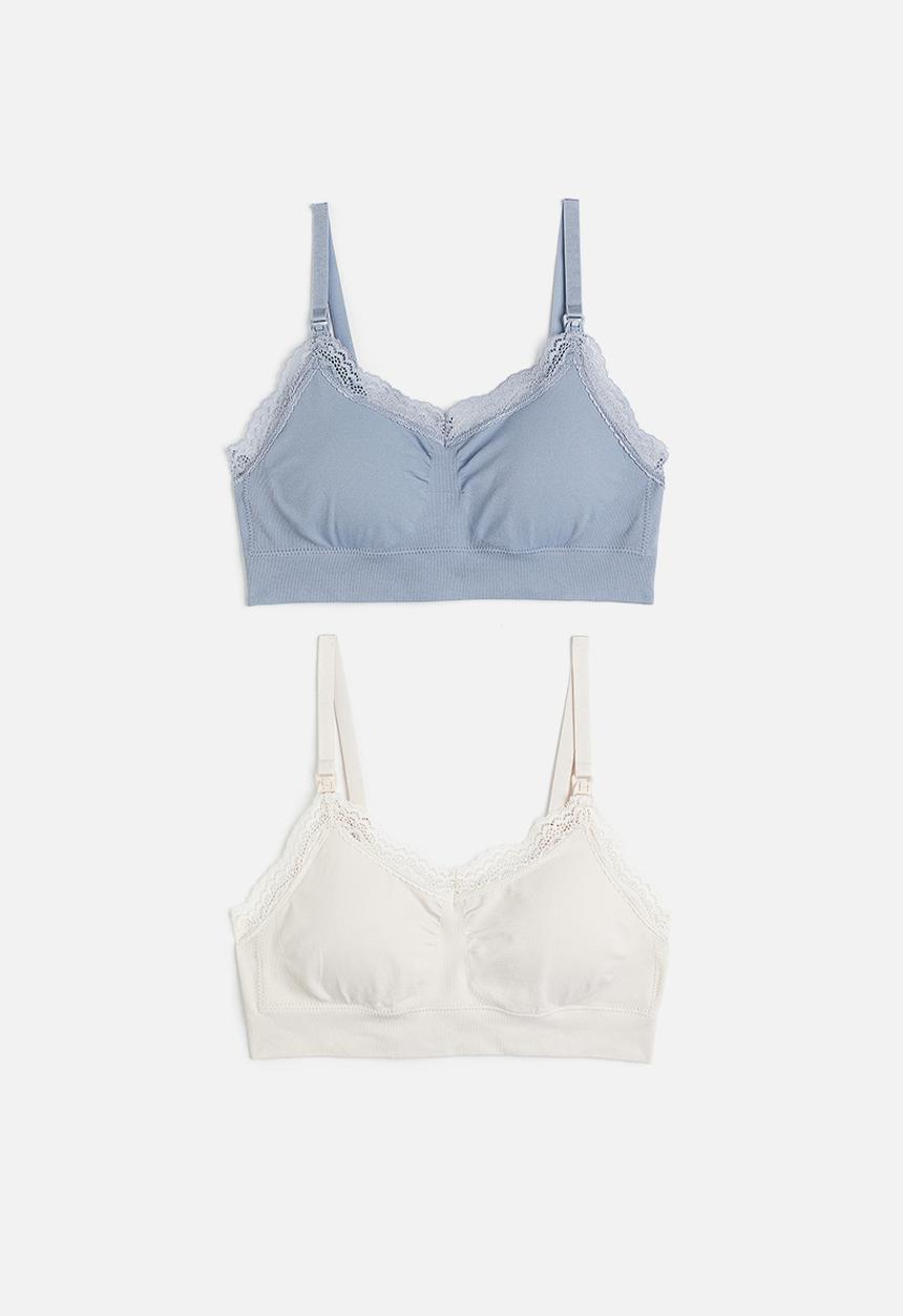 H&M - Mama 2-pack padded nursing bras - light beige light blue