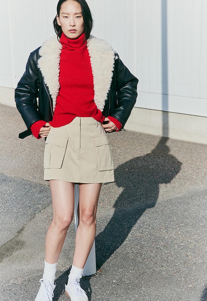 H&M - Rib-knit polo-neck jumper - red