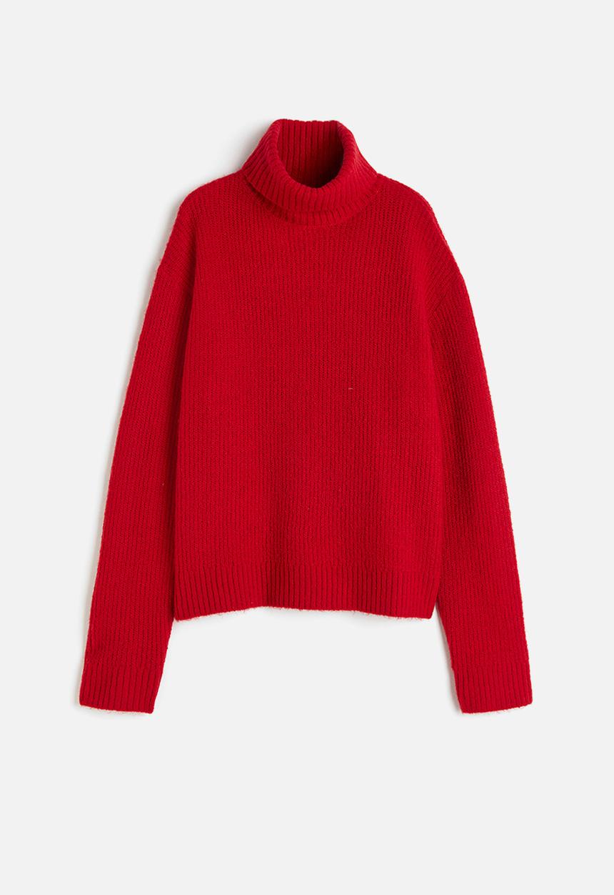 H&M - Rib-knit polo-neck jumper - red