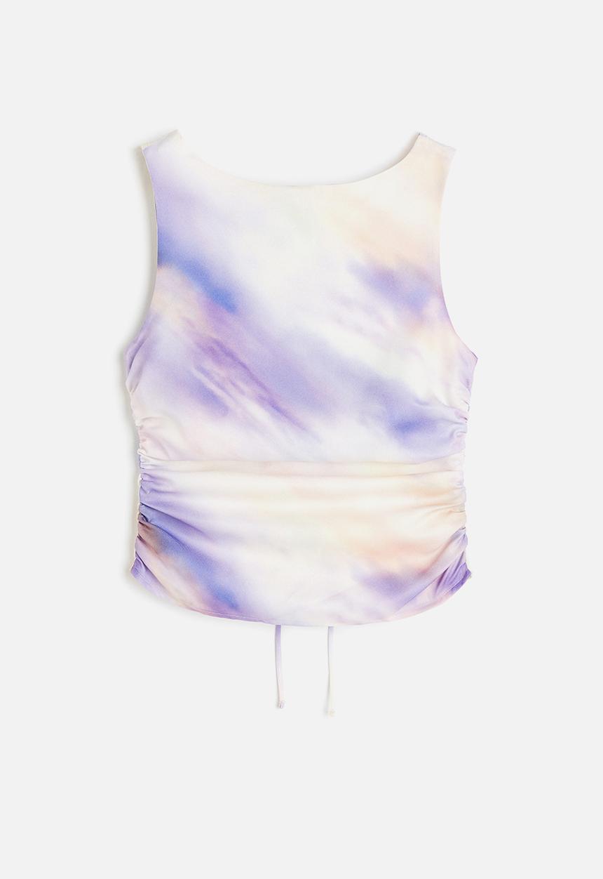 H&M - Open-backed gathered top - light purple patterned