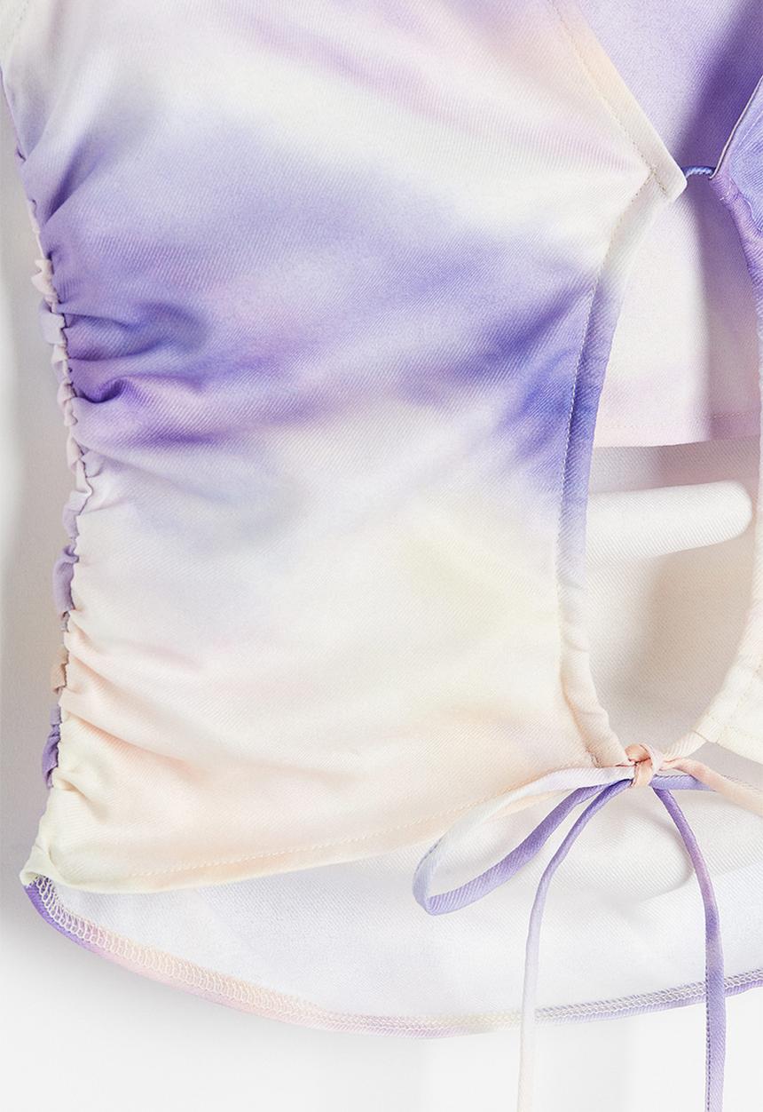 H&M - Open-backed gathered top - light purple patterned