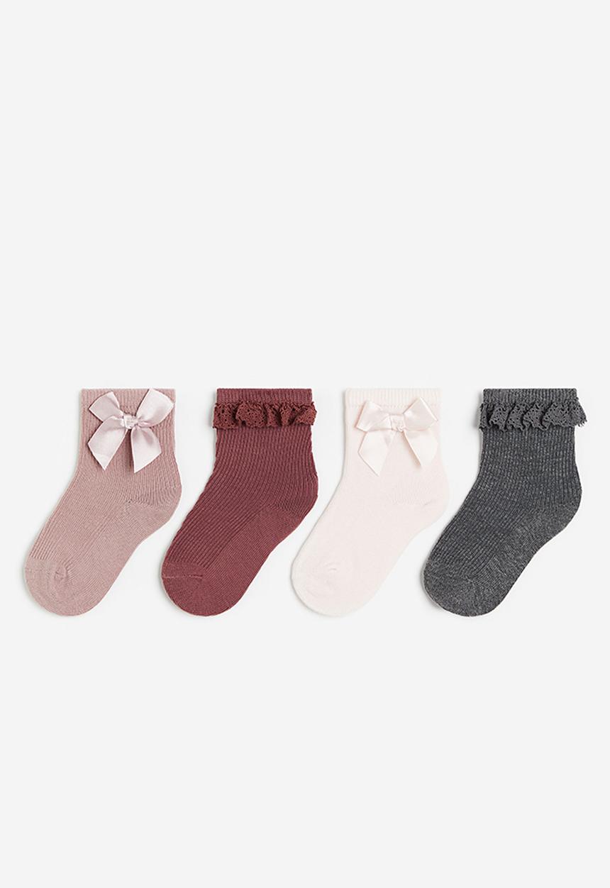 H&M - 4-Pack socks - dark grey & light pink 