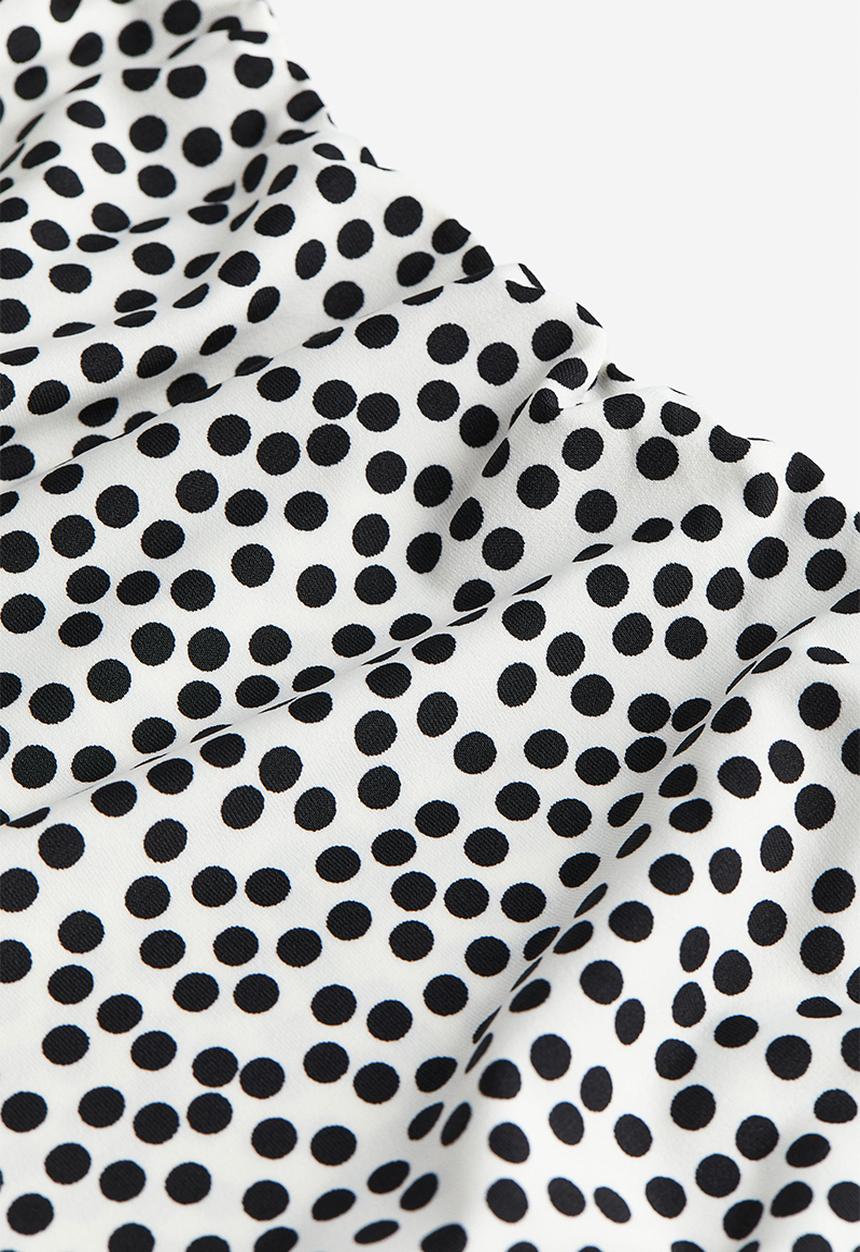 H&M - Draped bodycon dress - white/spotted