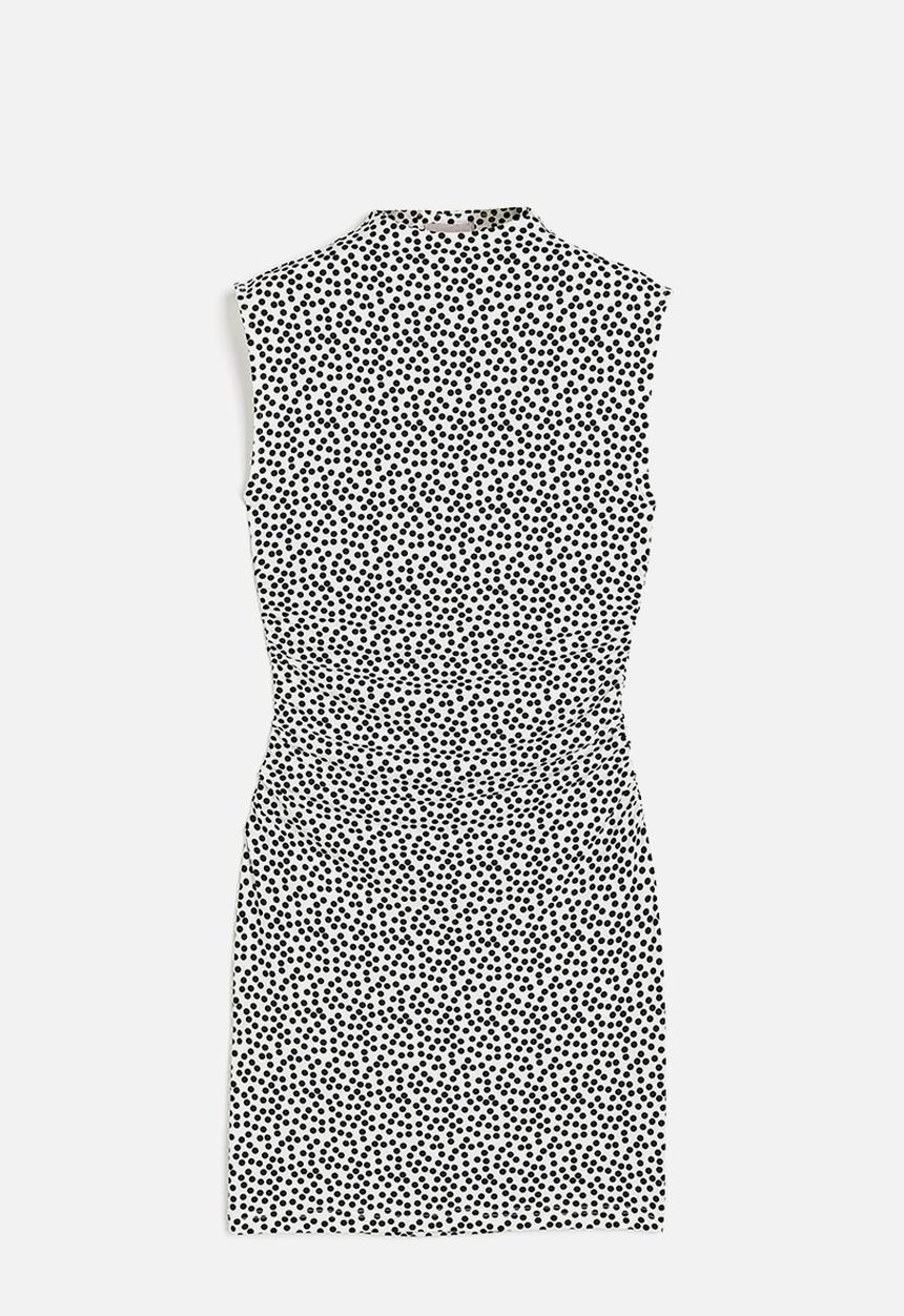 H&M - Draped bodycon dress - white/spotted