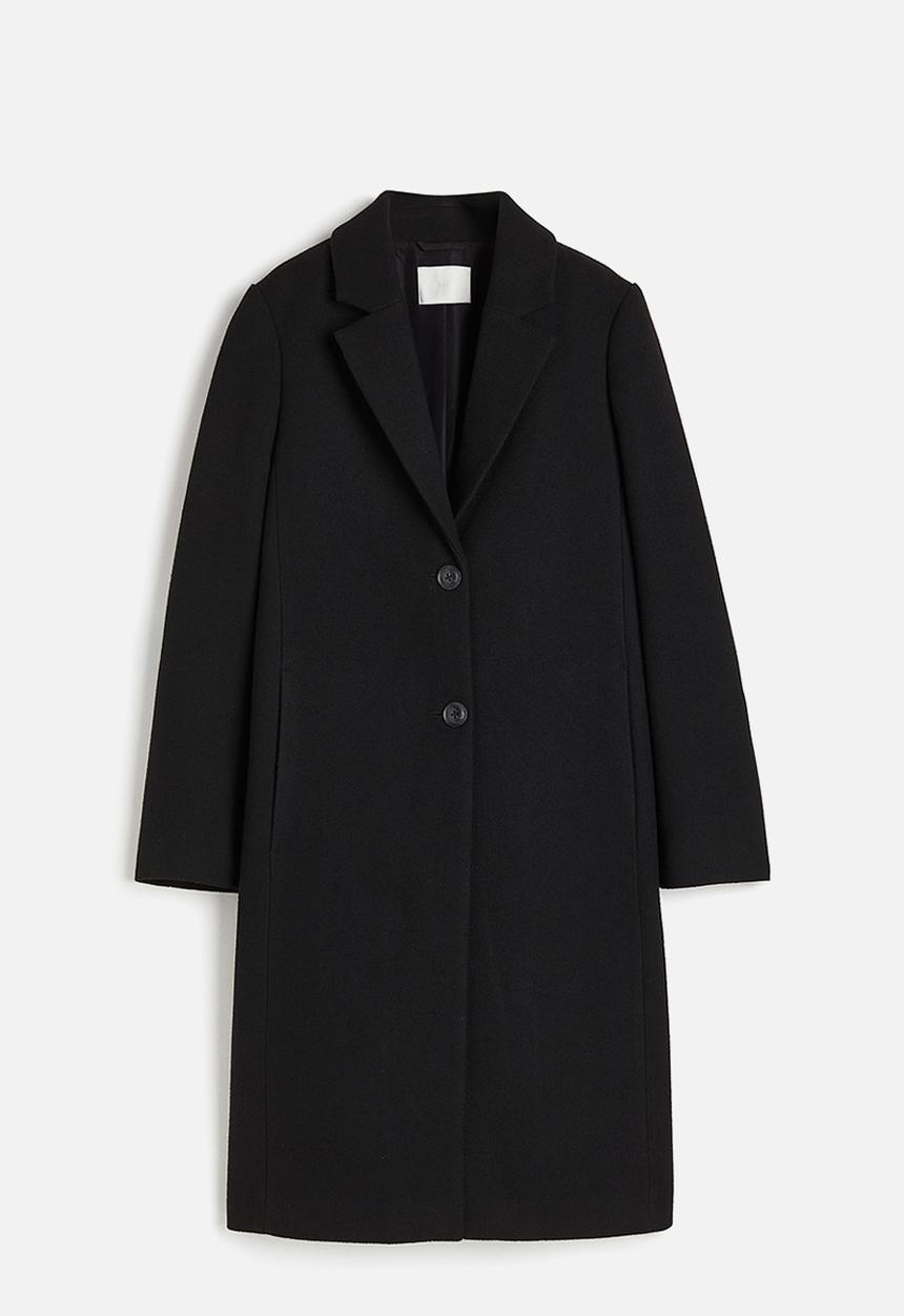 H&M - Single-breasted twill coat - black