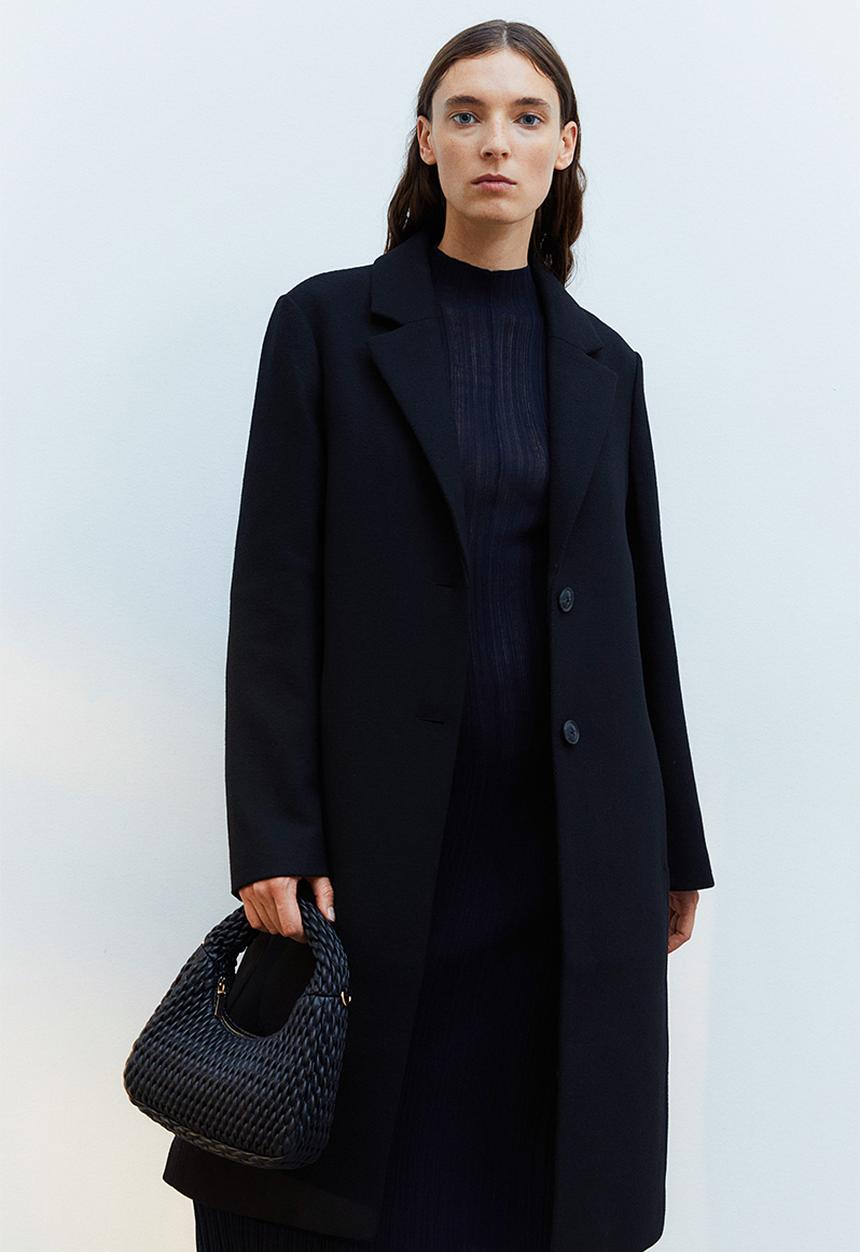 H&M - Single-breasted twill coat - black