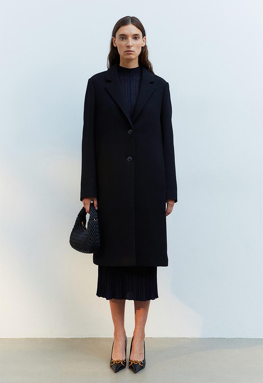 H&M - Single-breasted twill coat - black