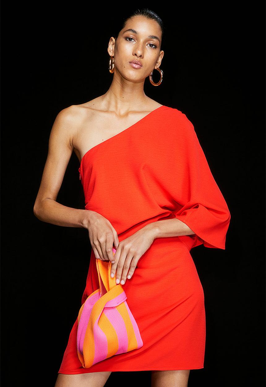 H&M - Draped one-shoulder dress - red