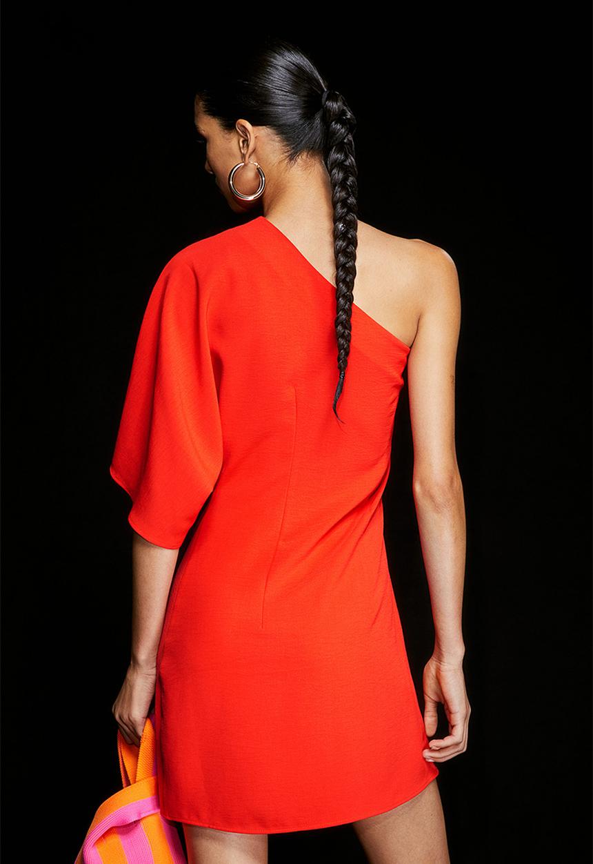 H&M - Draped one-shoulder dress - red