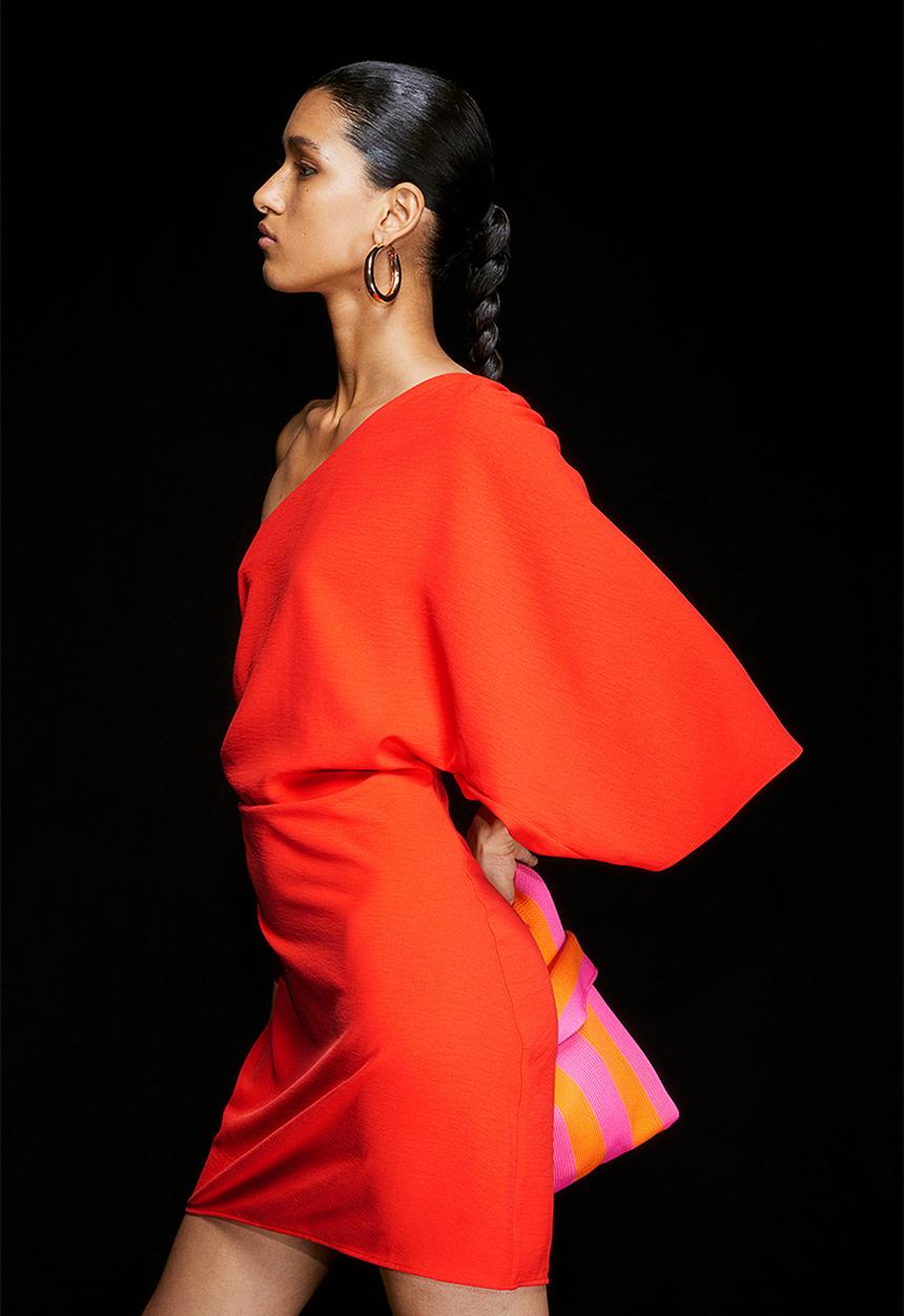 H&M - Draped one-shoulder dress - red