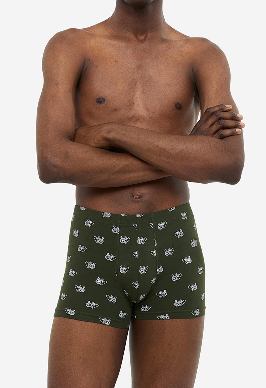 H&M - 3-Pack short cotton trunks - black & khaki green