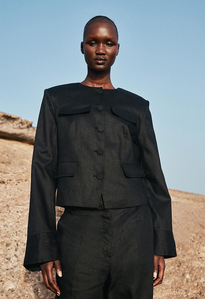 H&M - Linen jacket - black