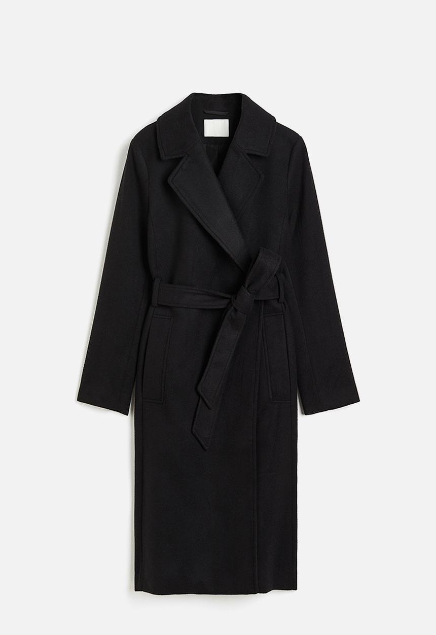 H&M - Tie-belt coat - black