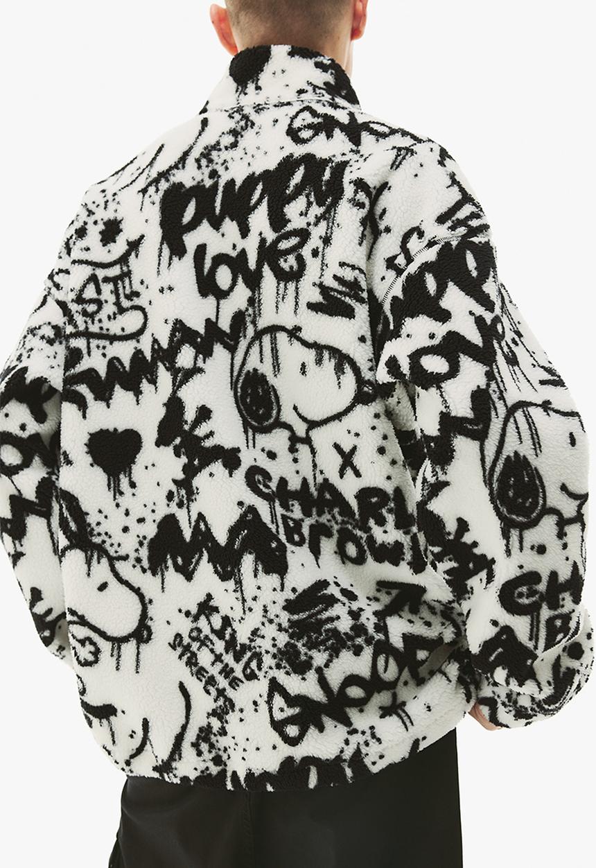 H&M - Oversized fit teddy jacket - white snoopy