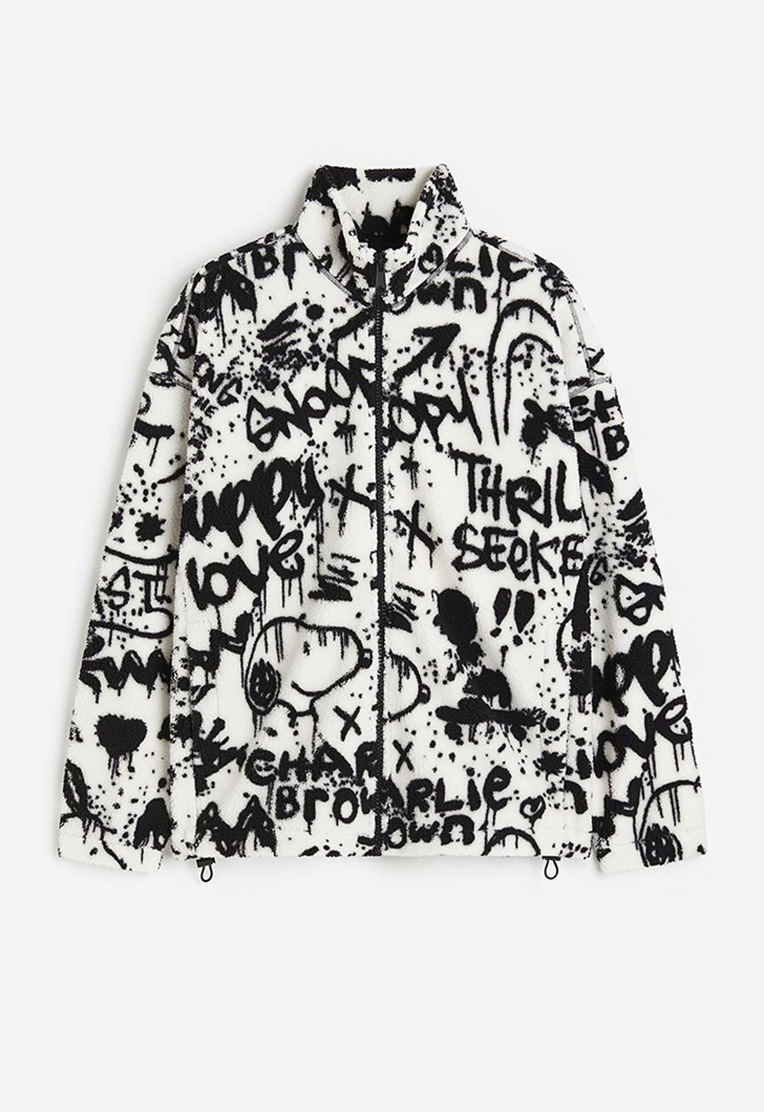 H&M - Oversized fit teddy jacket - white snoopy