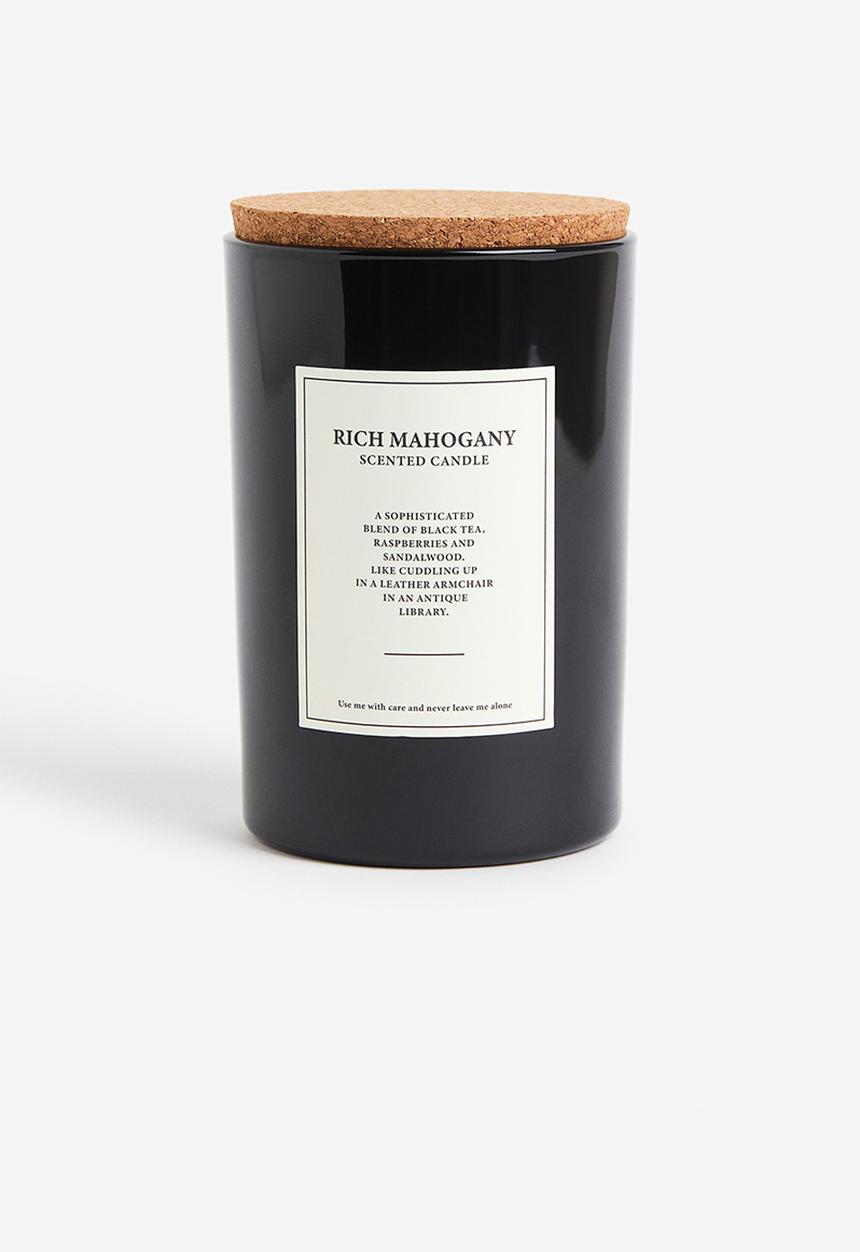 H&M - Large cork-lid scented candle - black/rich mahogany 