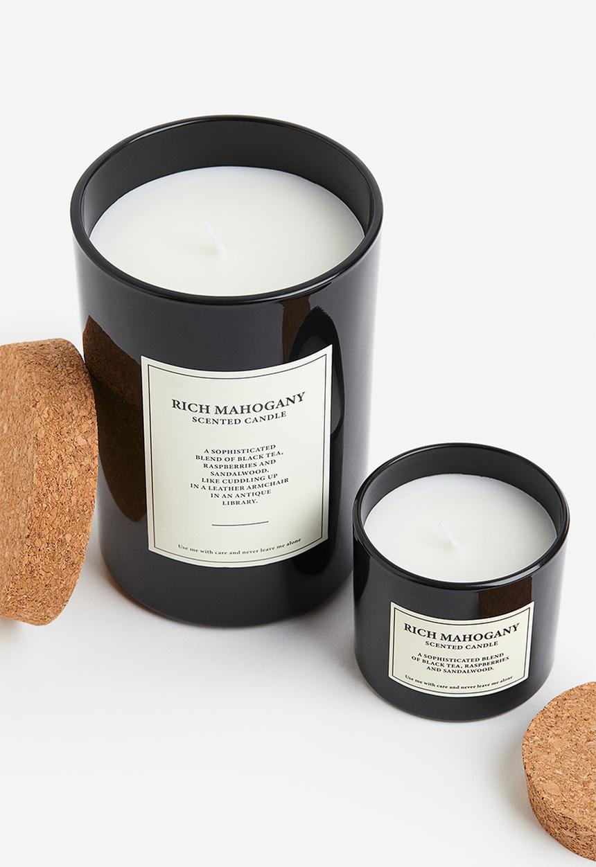 H&M - Large cork-lid scented candle - black/rich mahogany 