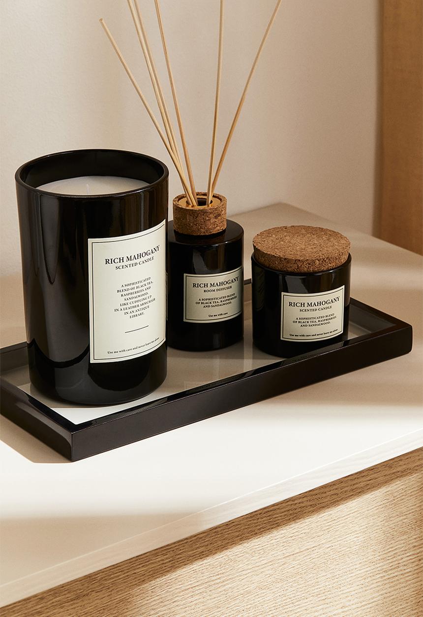 H&M - Large cork-lid scented candle - black/rich mahogany 