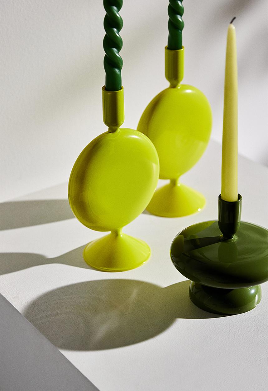 H&M - Glass candlestick - green