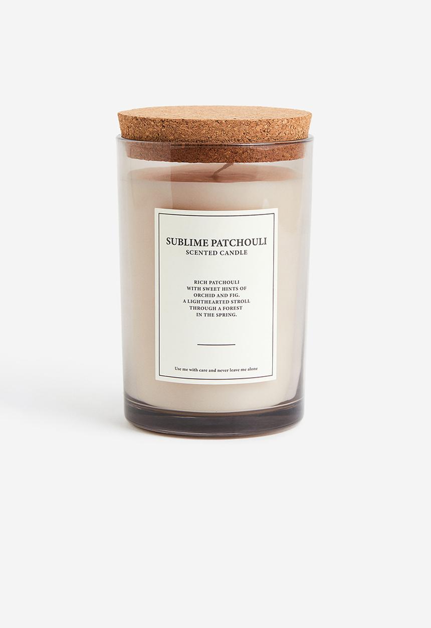 H&M - Large cork-lid scented candle - beige/sublime patchouli 