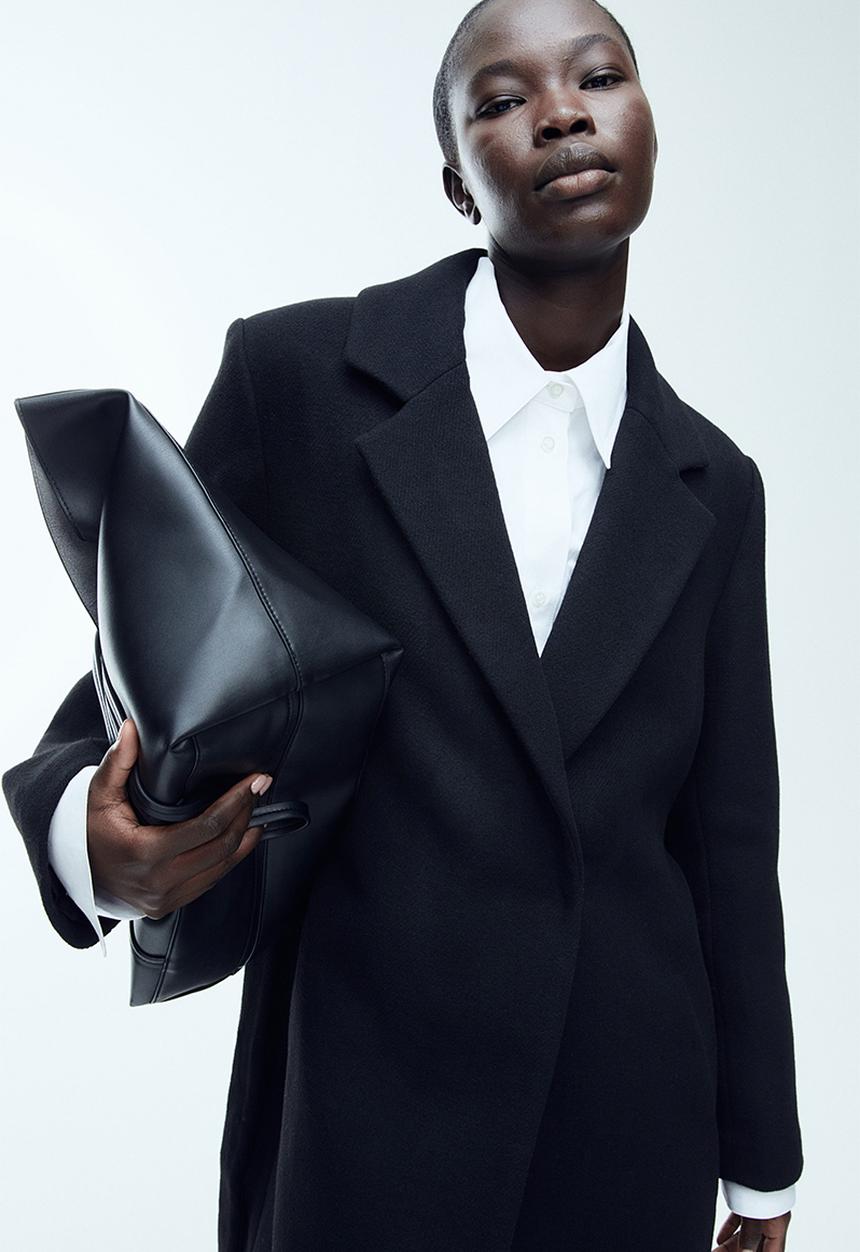 H&M - Tie-belt coat - black