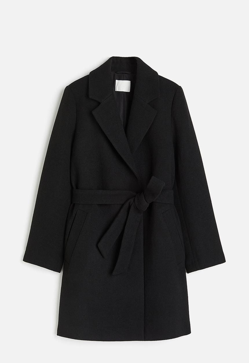 H&M - Tie-belt coat - black