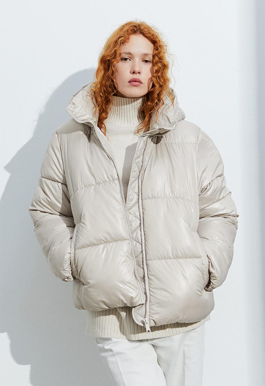 H&M - Hooded puffer jacket - natural white 