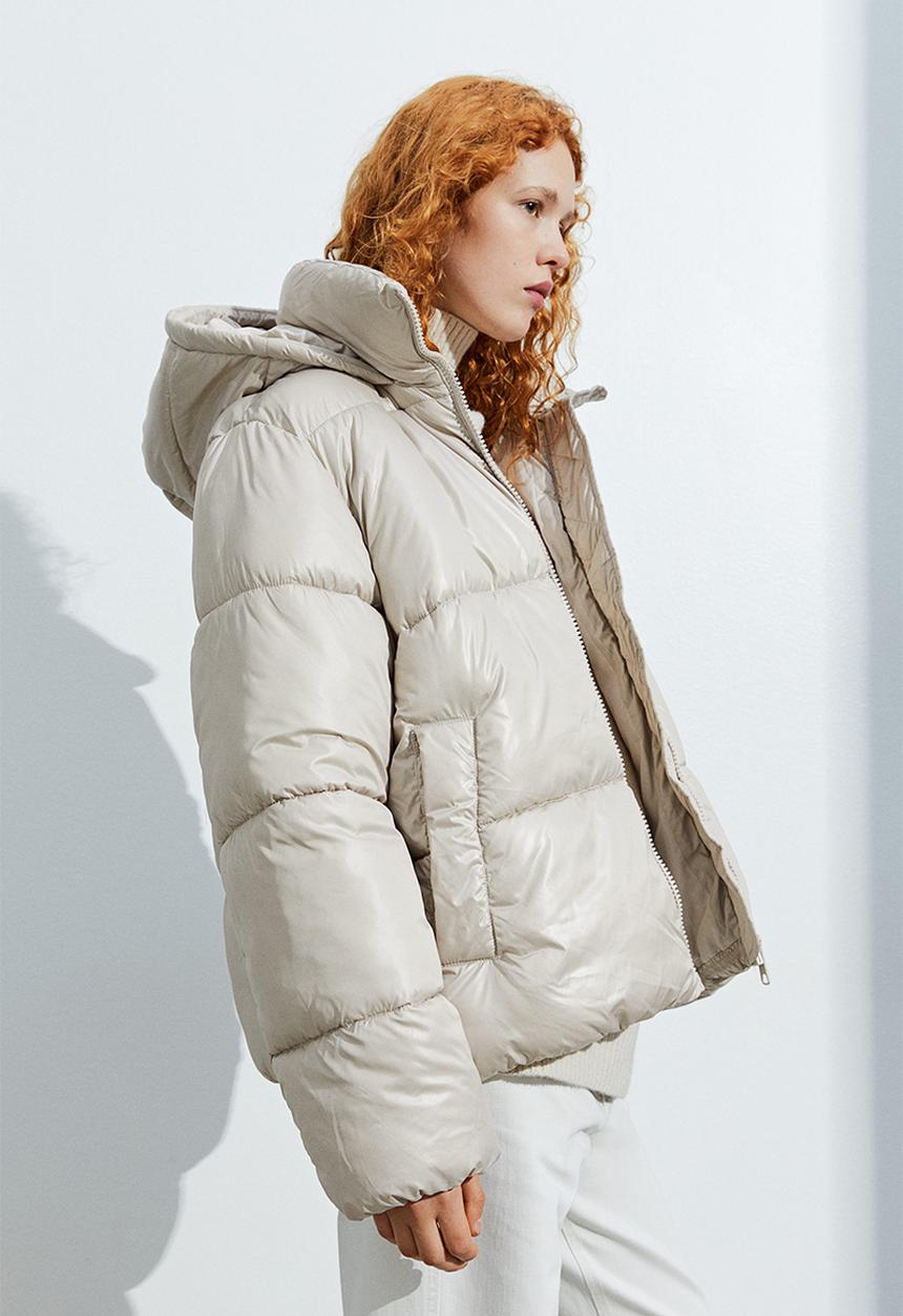 H&M - Hooded puffer jacket - natural white 