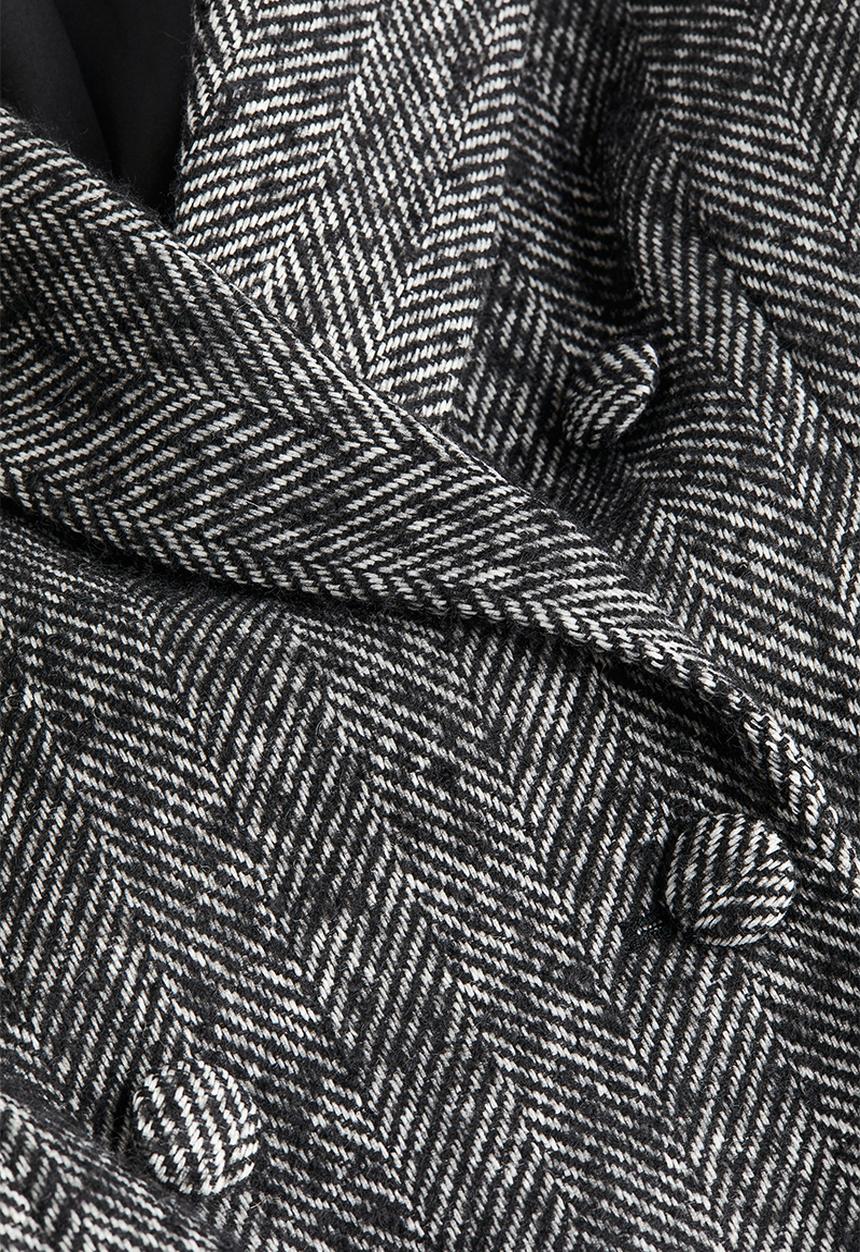 H&M - Double-breasted blazer - black/herringbone-patterned