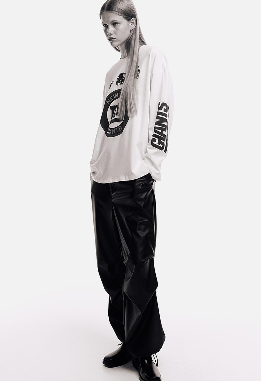 H&M - Oversized printed top - cream nfl