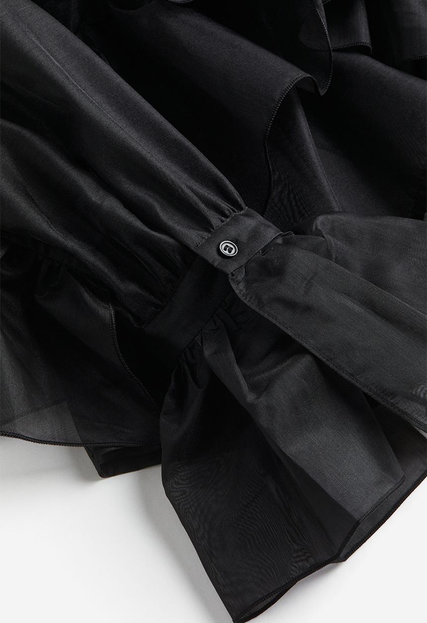 H&M - Flounce-trimmed blouse - black