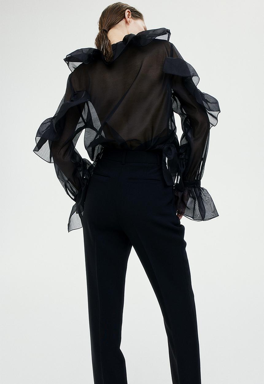 H&M - Flounce-trimmed blouse - black