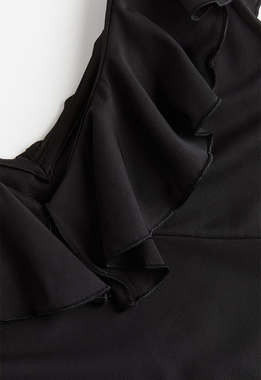 H&M - Flounce-trimmed mesh dress - black