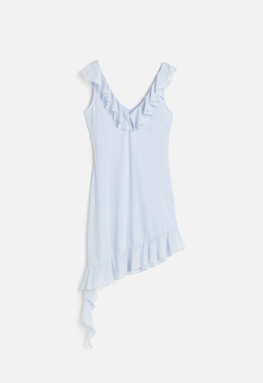 H&M - Flounce-trimmed mesh dress - blue