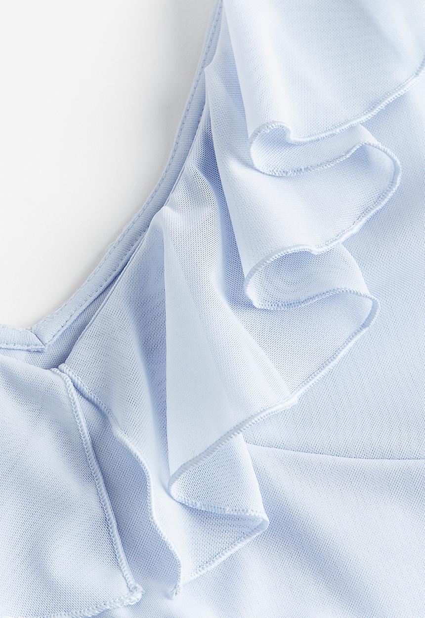 H&M - Flounce-trimmed mesh dress - blue