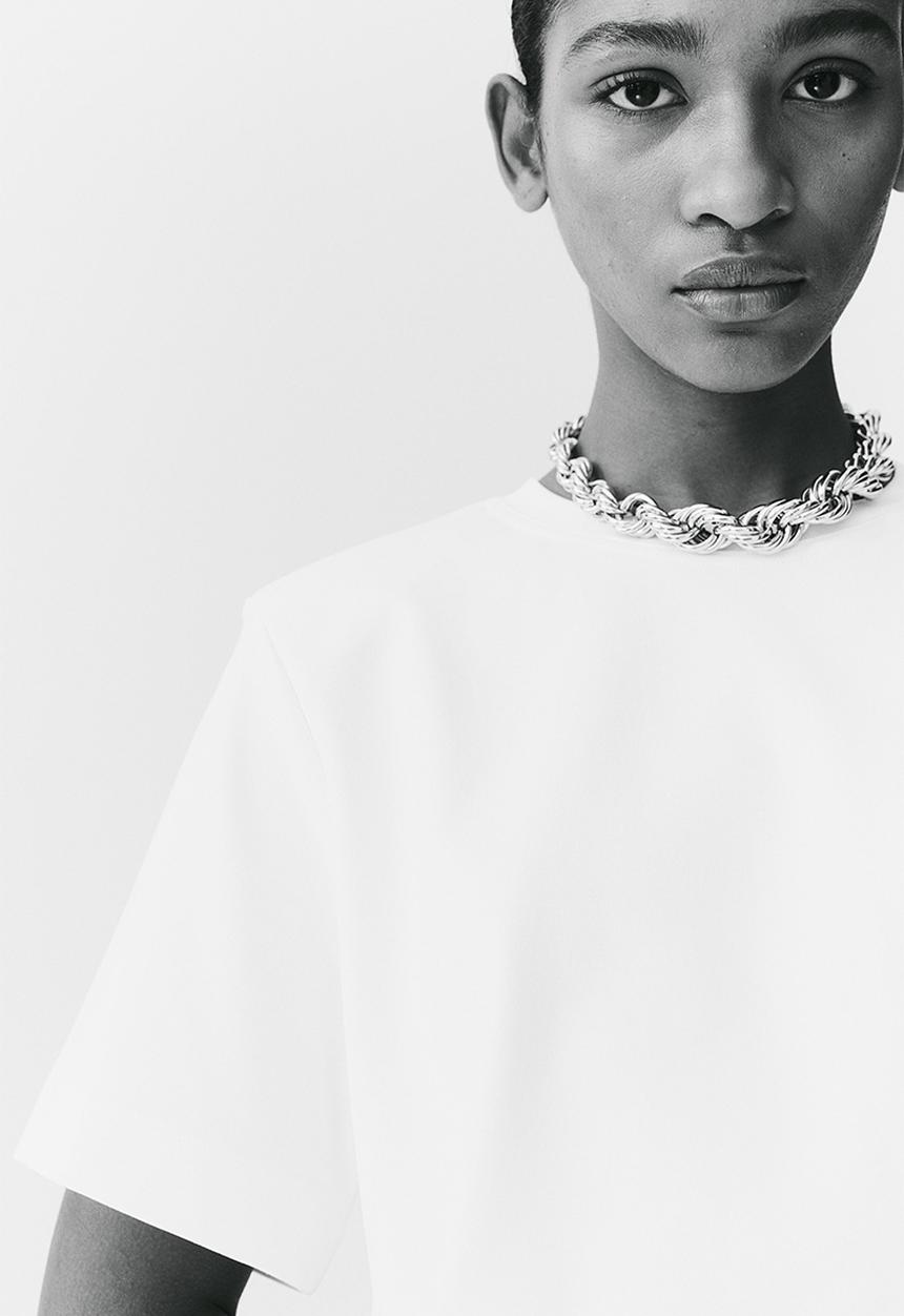 H&M - Shoulder-pad t-shirt - white