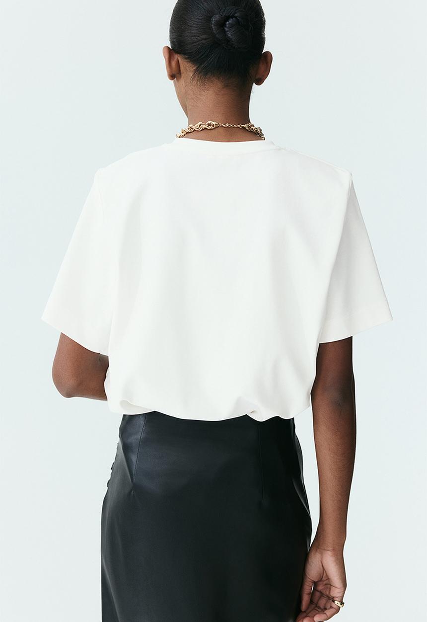 H&M - Shoulder-pad t-shirt - white