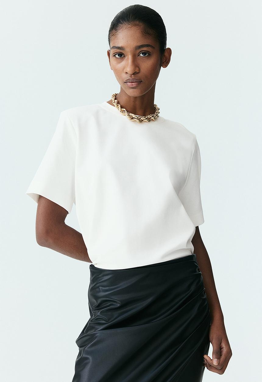 H&M - Shoulder-pad t-shirt - white