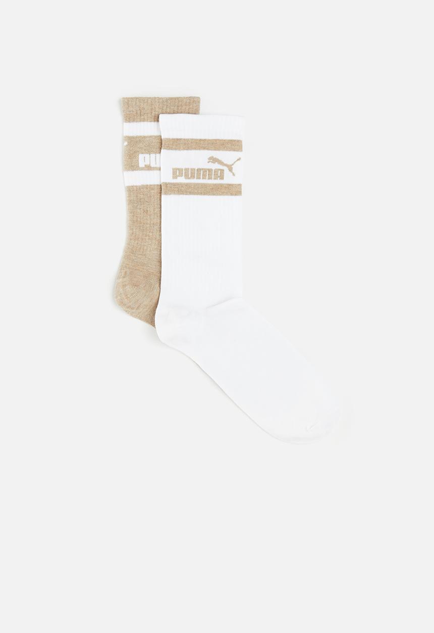 PUMA - Mens 2 Pk Mid Calf No.1  Logo Socks - Puma White & Camel
