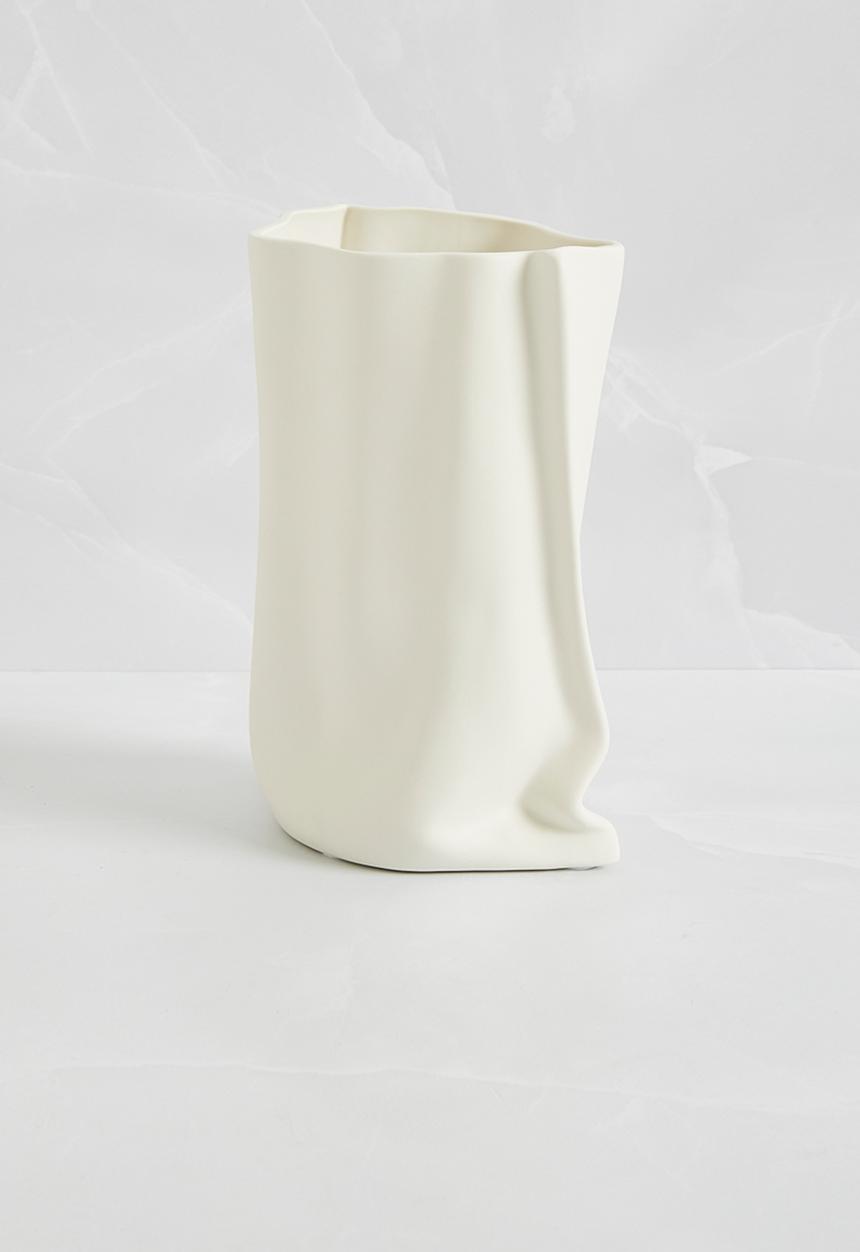 Sixth Floor - Paperbag Ceramic Vase - Matt White